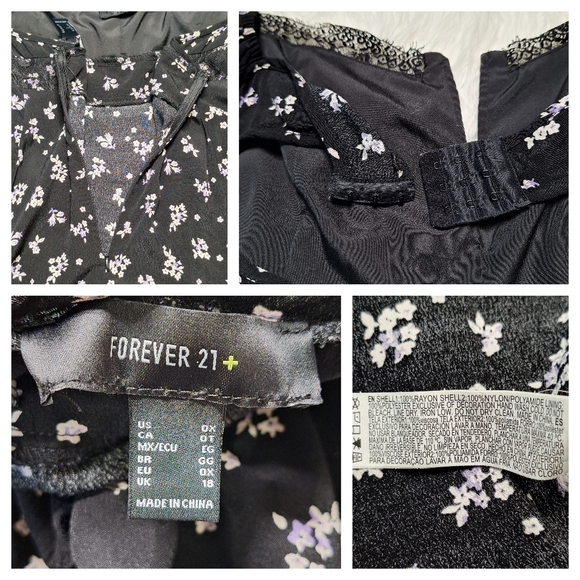 Forever 21 Plus Black Floral Lace Maxi Dress Size 0X - Picture 9 of 15